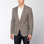 Slim Fit Patched Blazer // Grey + Blue Plaid (US: 48R)