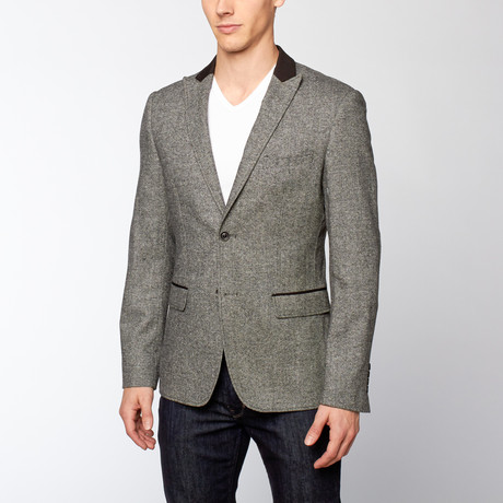 Slim Fit Contrast Blazer // Grey + Black (US: 34R)