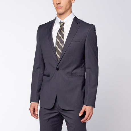 Slim Fit Suit // Slate Blue Herringbone (US: 34R)