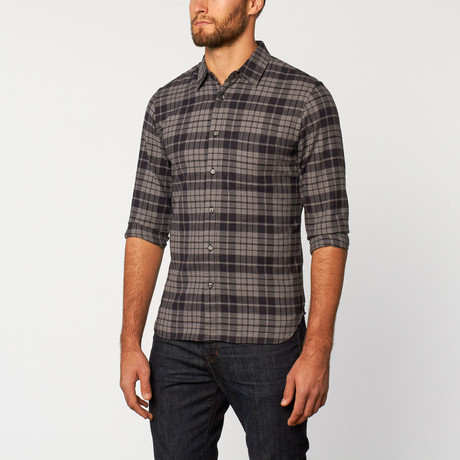 Slim French Seam Button-Up Shirt // Night Check (S)