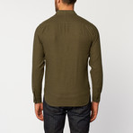 Slim French Seam Button-Up Shirt // Brushed Military Green (M)