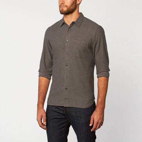 Slim French Seam Button-Up Shirt // Brushed Grey (S)