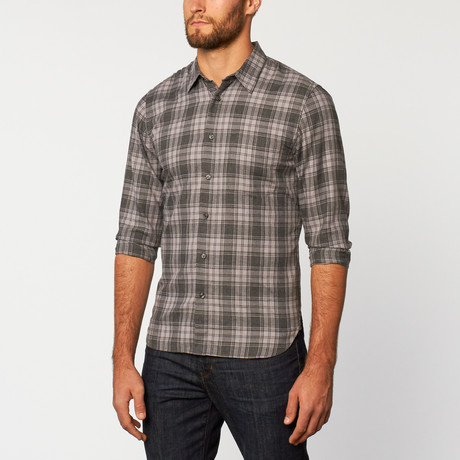 Slim French Seam Button-Up Shirt // Classic Black Plaid (S)