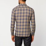 Slim French Seam Button-Up Shirt // Blue + Tan Plaid (2XL)