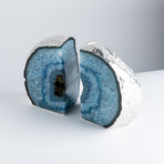 Silver Plated Agate Bookends // Blue (Small)