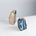 Gold Plated Agate Bookends // Teal (Small)