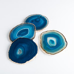Gold Plated Agate Coasters // Set of 4 (Black)