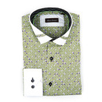 Button-Up Shirt // Green + White (2XL)