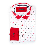 Button-Up Shirt // White + Red (S)