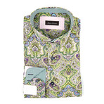 Button-Up Shirt // Green Paisley (XL)