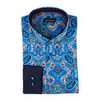 Button-Up Shirt // Blue Paisley (XL)
