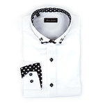 Button-Up Shirt // White + Dotted Detail (XL)
