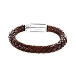 Stainless Steel + Braided Leather Bracelet // Brown