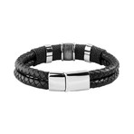 Woven Braided Leather Bracelet (Black)