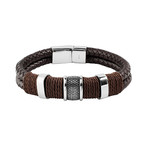 Woven Braided Leather Bracelet (Brown)