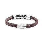 Fleur-de-Lis Braided Leather Bracelet // Brown