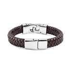 Stainless Steel Interlocking Leather ID Bracelet