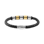 Two-Tone Beaded Braided Leather Bracelet