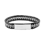 Stainless Steel Braided Leather Curb Link Bracelet