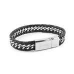 Stainless Steel Braided Leather Curb Link Bracelet