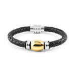 Two-Tone Stainless Steel Braided Leather Bracelet