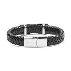 Stainless Steel Woven Leather ID Bracelet