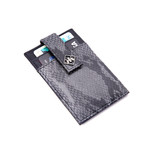 Python Patterned Calf Skin Card Money Clip (Grey)