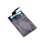 Python Patterned Calf Skin Card Money Clip (Grey)