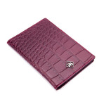 Alligator Patterned Calf Skin Travel Wallet (Burgundy)