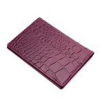 Alligator Patterned Calf Skin Travel Wallet (Burgundy)