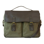 Cotton Twill Flap Messenger Bag // Brown + Olive