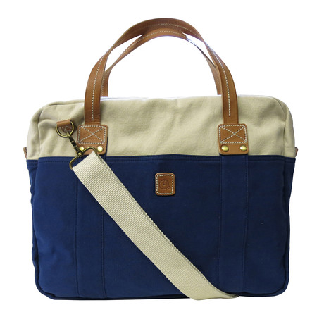 Two Tone Washed Canvas Messenger Bag // Navy