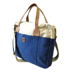 Two Tone Washed Canvas Messenger Bag // Navy