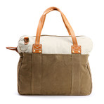 Two Tone Washed Canvas Messenger Bag // Tan