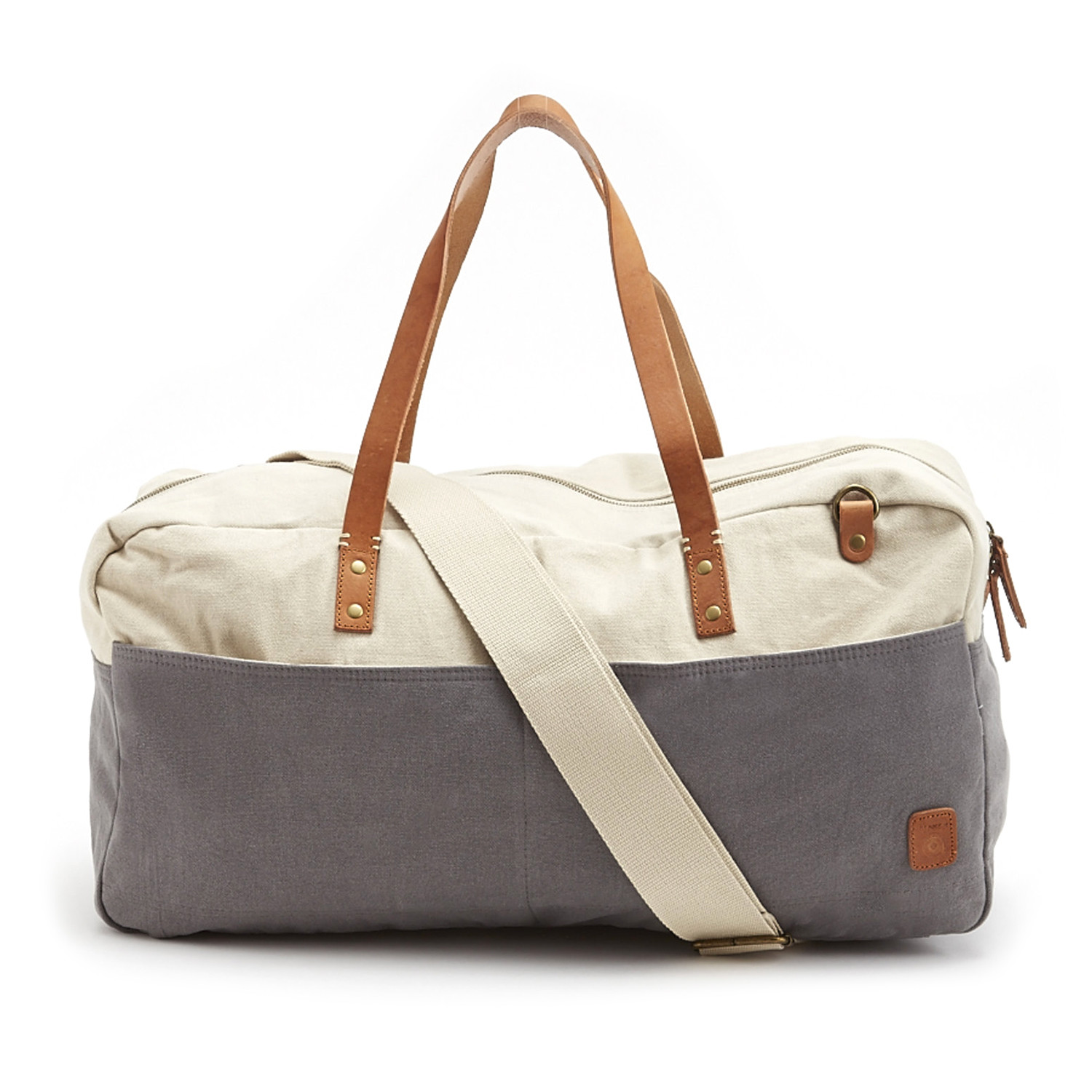 Two Tone Washed Canvas Shoulder Duffle Bag // Grey - Maker & Company ...