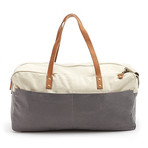 Two Tone Washed Canvas Shoulder Duffle Bag // Grey