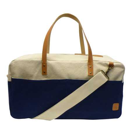 Two Tone Washed Canvas Shoulder Duffle Bag // Navy