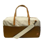 Two Tone Washed Canvas Shoulder Duffle Bag // Tan