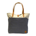 Two Tone Washed Canvas Shoulder Tote Bag // Grey