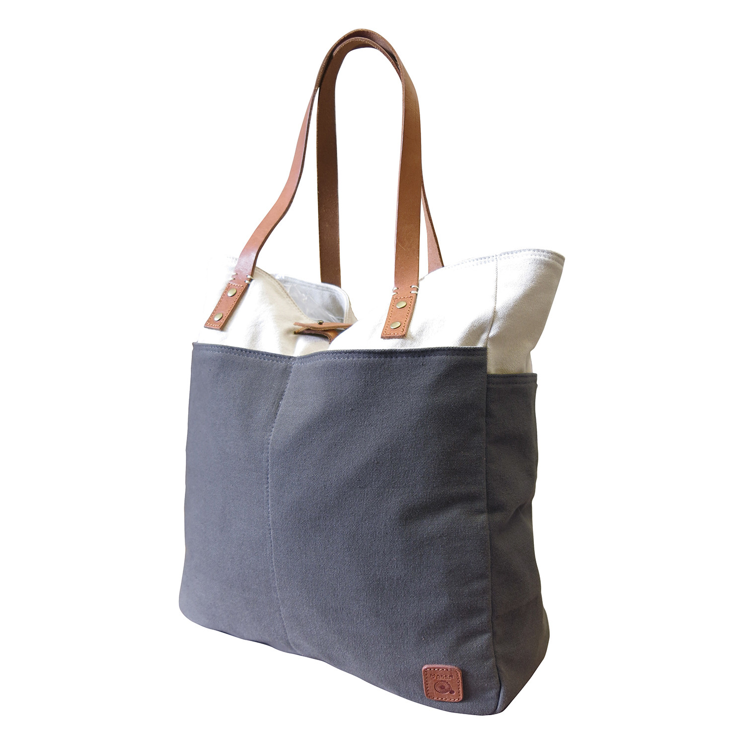Two Tone Washed Canvas Shoulder Tote Bag // Grey - Maker & Company - Touch of Modern
