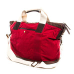 Waxed Canvas Weekend Tote Bag // Red & Brown