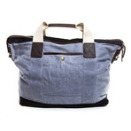 Waxed Canvas Weekend Tote Bag // Grey & Black