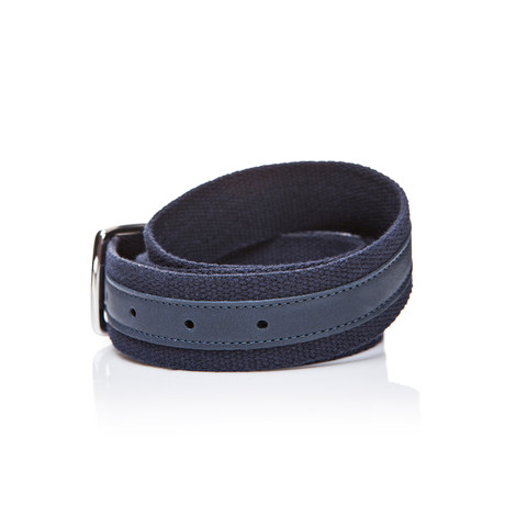 Leather + Fabric Belt // Ocean Blue (45"L)