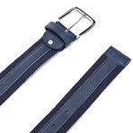 Leather + Fabric Belt // Ocean Blue (45"L)