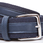 Leather + Fabric Belt // Ocean Blue (45"L)