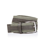 Leather + Fabric Belt // Green (45"L)