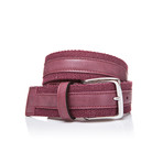 Leather + Fabric Belt // Bordeaux (45"L)