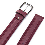 Leather + Fabric Belt // Bordeaux (45"L)