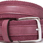 Leather + Fabric Belt // Bordeaux (45"L)