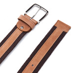 Leather + Fabric Belt // Havana Brown (45"L)